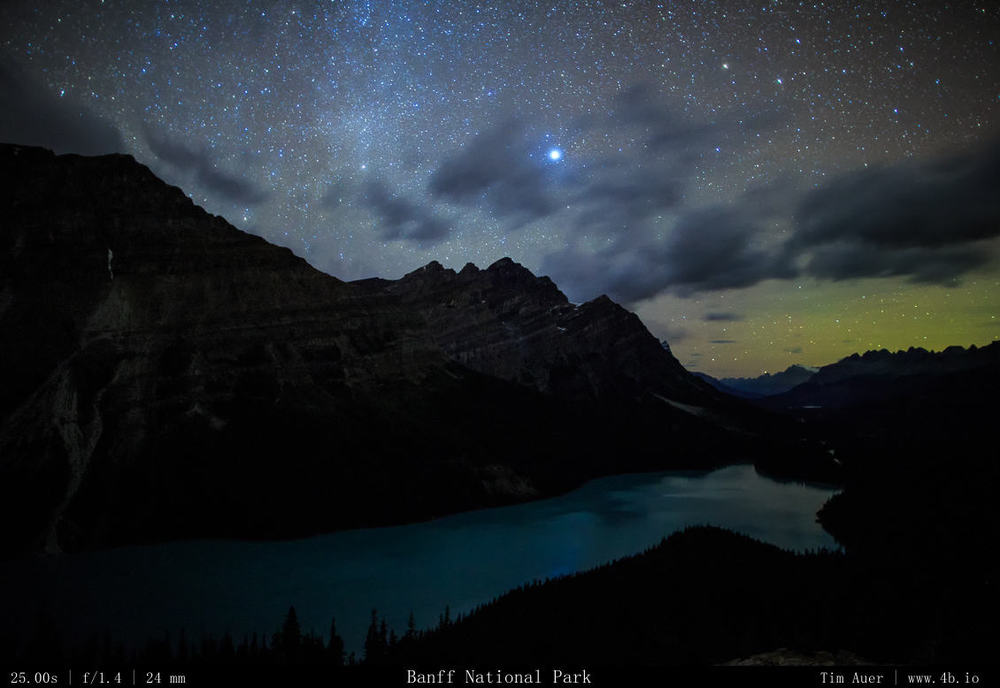 Looking north, Vega and traces of a distant aurora, or airglow, difficult to know for sure